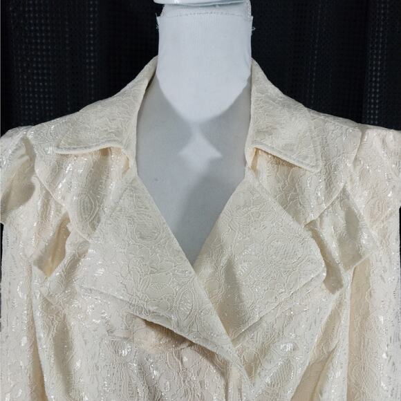 NWT@$100! ASHLEY STEWART! CREAM FLORAL PATTERNED SATIN BROCADE JACKET! SZ 18/20 - Picture 6 of 12